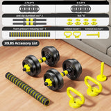 HUAYA Adjustable Dumbbell Set, 10-90lbs Free Weights with Connector – 4 in 1 Dumbbells, Barbell, Kettlebell & Push Up Stand, Adjustable Weights Set (Orange 30lbs (15lbs*2))