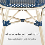 PURPLE LEAF French Wicker Bistro Chairs Set of 2, White Finish, Deep Blue