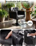 Salon Chair for Hair Stylist, Barber Hair Styling Chair with Height Adjustable Hydraulic Pump, 360 Degrees Swivel with Lock, High-Density Foam & PU Leather for Beauty, Max Load Weight 330 Lbs- Black
