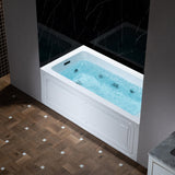 WOODBRIDGE 60" x 30" Alcove Acrylic Rectangular Whirlpool Heated Jetted Tub in White with Left Drain, Matte Black Finish, BS428-L-MB02