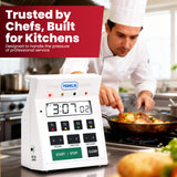 FMP Digital 4 Channel Commercial Kitchen Timer - Battery Operated Digital Countdown Timer for Kitchen, Cooking, Restaurant, Classroom – Water Resistant - 7-Inch, White - 151-7500 by FryOilSaver Co