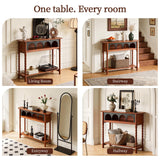 NKGIAG 100% Solid Wood Console Table for Entryway with 3-Tier Storage