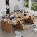 Bestier 55 Inch Computer Desk with Drawers, Power Outlet, Brown Oak