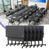 Mobile Folding Conference Table on Wheels, Modern Flip Top Stackable Training Tables