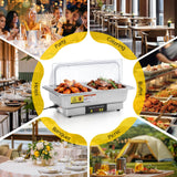 Dyna-Living Electric Chafing Dishes for Buffet, 9.5QT Half Size Chafing Dish Buffet Set 600W Electric Buffet Servers and Warmers with Temp Control Display Roll Top Food Warmers for Parties Catering