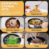 15-Piece Kitchen Cooking Utensils Set with Holder, Homikit Heat Resistant Food Grade Silicone Kitchen Utensils include Slotted Spatula- Khaki