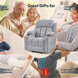 FLEXISPOT XL31 Power Lift Recliner Chair for Elderly, Electric Lift Chair with Massage & Heat, PU Leather Reclining Sofa w/Cup Holders, Side Pockets for Living Room Bedroom(Medium Size,Gray)