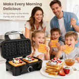 Upgraded 3-in-1 Belgian Waffle Maker 1200W, Breakfast Sandwich Maker & Waffle Iron with Removable Nonstick Plates, 5-Gear Temperature Control