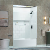 WOODBRIDGE 60” x 32” Four-Piece Direct-to-Stud Alcove Tub Surround with Right-Drain Hole Soaking Bathtub Combo in White