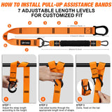UZTUGG Heavy Duty Pull Up Assistance Bands, Pull Up Assist Band with Dual Foot Rests for Men, Adjustable 4 Resistance Bands for Back Workout, Home Gym Strength Training Equipment for Pull Up Bar