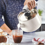 KitchenAid Teakettles Enamel-on-Steel Stovetop Whistling Teakettle, Induction Ready, Stainless steel Lid, 2 Quart - White