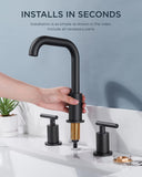 Black Bathroom Faucets 3 Hole, 8 Inch Widespread Matte Black Bathroom Faucet FORIOUS