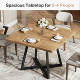 Tribesigns Square Dining Table Set of 4, 31.5" Modern Dinner Table with Metal Base, Kitchen Table for Dining Room, Small Space, Apartment, Natural & Black (Chairs are not Included)