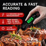 Meat Thermometer Digital，IP67 Waterproof Cooking Thermometer with Backlight, Calibration & Hold Function，Food Thermometer for Cooking,Outdoor Grilling, Black