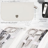 3 Swords Germany - brand quality 8 piece manicure pedicure grooming kit set synthetic leather case white - Made in Germany