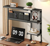 STHYTON Clamp On Desk Shelf, Metal & Wooden Desktop Bookshelf & Heavy Duty Desktop Organizer, Desk Accessories,38.3" W x 33" H (Black) 999BKSSJ197