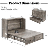 LUXOAK Full Size Murphy Bed with Charging Station