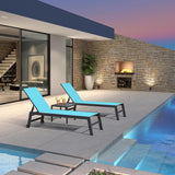 PURPLE LEAF Pool Chaise Lounge 2 Pieces w/Wheels, Textilene Turquoise Blue