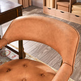 LEEMTORIG Faux Leather Dining Chair with Arms, Solid Wood Dining Chair with Supportive Back, Boss Caption's Chairs Office Desk Chairs, Espresso Legs & Orange PU CY-NX173-318OR