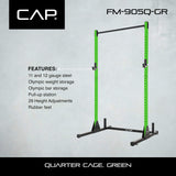 CAP Barbell Power Rack with Pull Up Bar & Attachments - Squat Rack & Strength Training Power Cage for Home Gym - Green