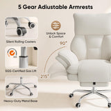 Cross Legged Office Chair with Footrest, Big and Tall Comfy Ergonomic Reclining Executive Chair Wide Seat with Flip-Down Armrests
