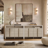 ModernMate 53.2" Fluted 6 Drawer Dresser with Open Shelf, Grey