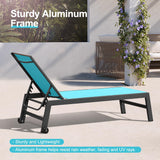 PURPLE LEAF Pool Chaise Lounge 2 Pieces w/Wheels, Textilene Turquoise Blue
