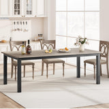 Dining Table for 6-8 People, 78.7" Long Kitchen Table with Sturdy Metal Frame & Seats 6 Rectangular Counter for Dinner