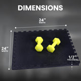 BalanceFrom 6 Piece Foam Floor Mat Puzzle Tiles, 1/2” Thick, 24 Sq Ft, Black BalanceFrom