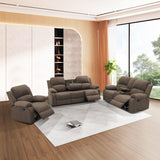 MOOLSUN Living Room Furniture Set Corduroy Recliner Compartments and Cup Holders Reclining for Home Theater/Office（A-Taupe Corduroy,3 piece Set）