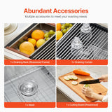 VEVOR Drop In Kitchen Sink 33 Inch Kitchen Sink Workstation, 304 Stainless Steel Top Mount Sinks, Drop-In Single Bowl with Ledge & Multiple Accessories Sink for RV, Prep Kitchen, Bar 33 x 22 x 9inch