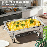 Jwevvie Chafing Dish Buffet Set, 8QT Stainless Steel Chafing Dishes for Buffet, Full Pan Chafing Dish, Buffet Servers and Warmers for Party, Wedding,Catering (5 PACK)