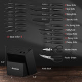 Knife Set, Astercook 21 Pieces Knife Sets for Kitchen with Block, Dishwasher Safe Kitchen Knife Set with Built-in Sharpener, German Stainless Steel Black Knife Block Set Mothers Day Gifts