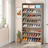 Tribesigns 2PCS Shoe Cabinet, 9 Tiers 40-45 Pairs Heavy Duty Wood Freestanding Shoe Storage Cabinet, 70.8'' Tall Shoe Cabinet with Open Storage for Entryway (Beige Gray)