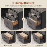 Executive Desk, Large Office Desk with Drawers & Storage Shelves, Modern L Shaped Computer Desk Corner Desk