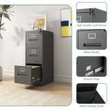 Gecheer 3 Drawer Vertical File Cabinet with Lock, Metal Office Home Storage for A4 Letter Legal Size, Narrow Steel Filing Cabinet with Anti-Tilt Mechanism & Adjustable Hanging Rods, Easy Assembly