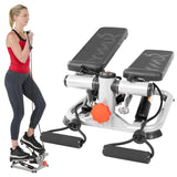 Sunny Health & Fitness Total Body 2-in-1 Mini Stair Stepper, Step Machine for Exercise at Home Workout, Adjustable Hydraulic, LCD Digital Monitor with Resistance Bands & Non-Slip Pedals - SF-S0978 Sunny Health & Fitness
