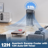 Auertech 5.5 Gal Swamp Cooler, 1800 CFM Evaporative Air Cooler with 3 Speeds, 12H Timer, 120°Oscillation, Windowless Room Cooling Fan with 4 Ice Packs, Portable Air Cooler for Indoor, Garage, Bedroom