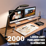 LitONES Desk Lamp with Clamp for Home Office, 2000LM, 15W, CRI >97.8 Zoom Lighting for Video Calls, 3 Colors & 10 Brightness, Remoted Desk Light with Memory & Timer