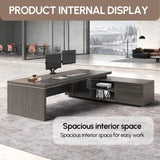 79" Reversible L-Shaped Executive Desk with Drawers, Storage Cabinet
