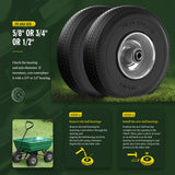 Wiltire (2 Pack) 4.10/3.50-4 Flat Free Tire and Wheel 10-Inch Solid Wheel Replacement with 5/8 Extra 3/4 &1/2 Bearings,2.2" Offset Hub -Compatible with Hand Truck,Wheelbarrow(Wave,Gray)