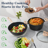 SODAY 12 Pcs Pots and Pans Set Non Stick, Cookware Sets Black Granite Induction Cookware, Non-toxic Healthy Nonstick Kitchen Cooking Set with Frying Pans Set, Saucepans (PFAS/ PFOA/ PFOS Free)