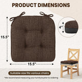 Chair Cushions for Dining Chairs, Tufted Overstuffed Textured Foam Kitchen Chair Pads with Ties and Non-Slip Backing