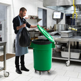 4 Pack 44 Gallon Green Round Commercial Trash Can With Lid And Dolly