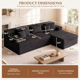 96.8" Boneless Couch Cloud Modular Sectional Sofa with L Shaped Chaise, Modern Corduroy Upholstered Deep Seat Couches Lounge with 5 Pillows for Living Room Bedroom(Black, Stripe, Right Facing Chaise)