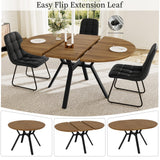 Extendable Round Dining Table Set for 6 People, 43.3"-59.1" Extendable Kitchen Table with 6 Upholstered Chairs
