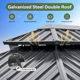 Aoxun 12X16Ft Hardtop Gazebo Metal Gazebo with Galvanized Steel Double Roof