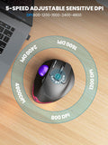 Wireless Trackball Mouse, Adjustable Angle Rechargeable Backlit-Purple Ball
