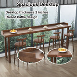 Modern Farmhouse Solid Wood Bar Table, 70.8" Long Narrow Counter Height Dining Table with Raised Edge, Space-Saving Rectangular High Table for Kitchen, Coffee Bar, or Window Area (Stools Not Included)