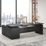 L-Shaped Executive Desk with Drawer & Cabinet, Modern Office Desk with Storage